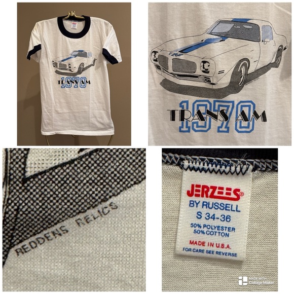 Vintage Tops - vintage 1970s Pontiac Firebird Trans Am ringer t-shirt